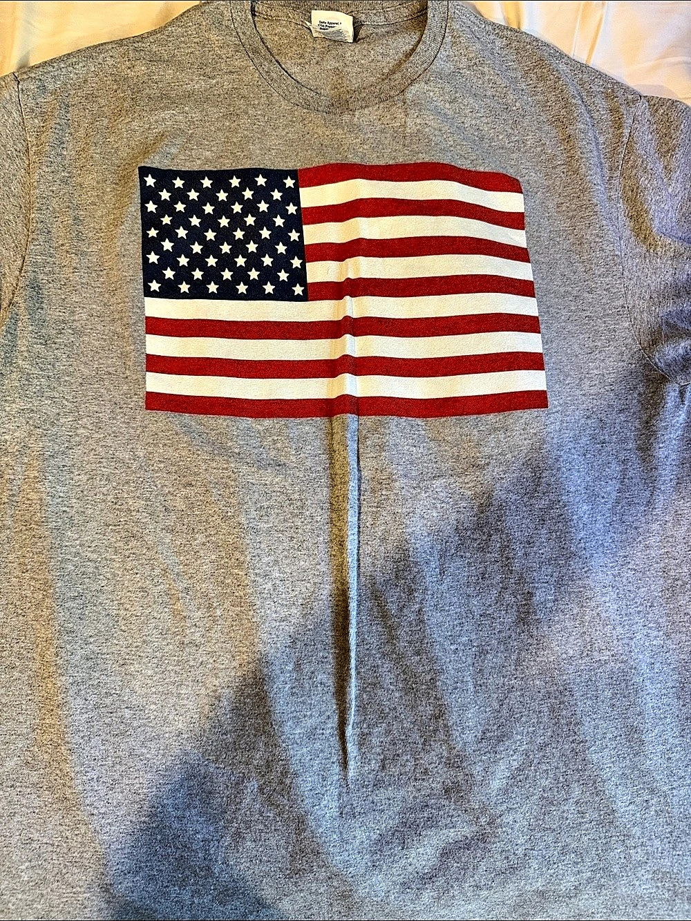 Gildan Heavy Cotton T-Shirt - Sport Grey Men's Flag Tee Size Large